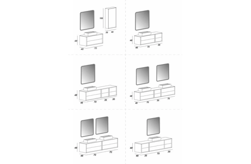 МЕБЕЛЬ ДЛЯ ВАННОЙ КОМНАТЫ CEZARES BELLAGIO - варианты исполнений